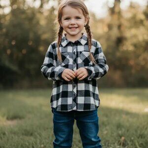 Old Navy Soft Flannel White and Black Buffalo Plaid 4T